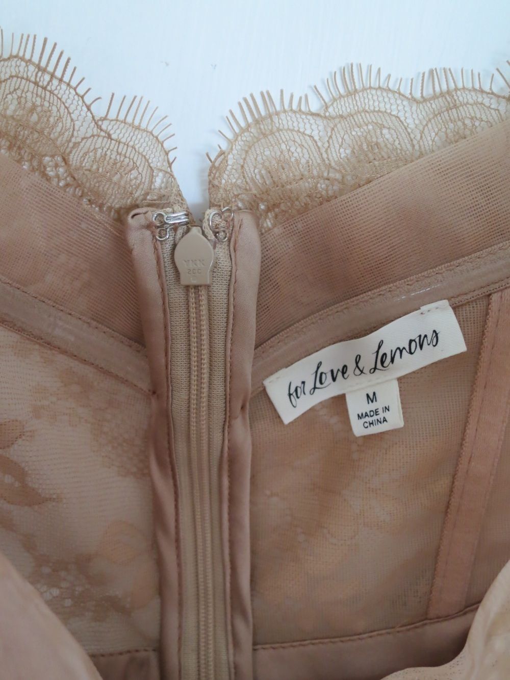 For Love & Lemons X Revolve Bustier Gown Warm Taupe Lace Corset Dress Sz M NWT - Picture 2 of 14